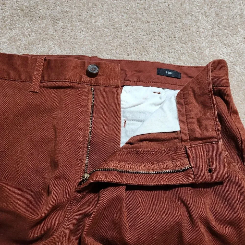 J. Crew Mercantile Pants Men 30x30(28.5) Burnt Orange Slim Straight